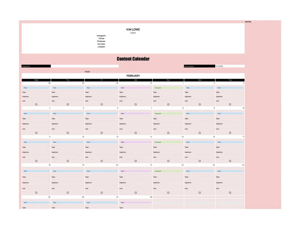 2026 Content Calendar